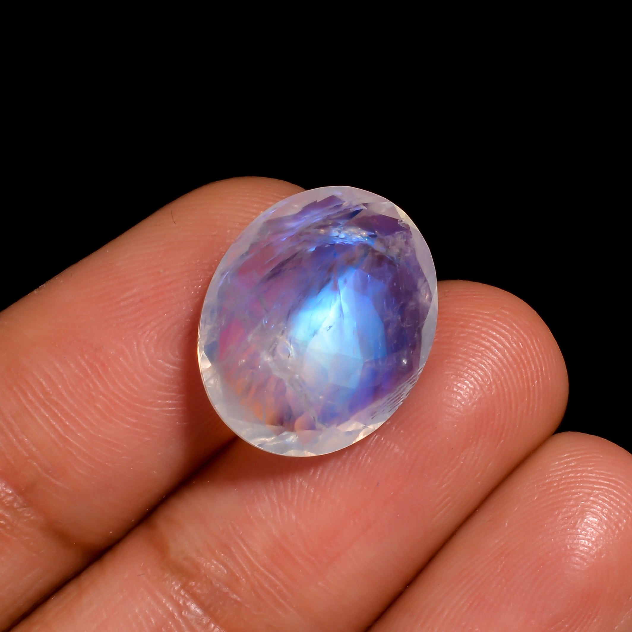 lightning sky moonstone oval shape cut stone loose gemstone